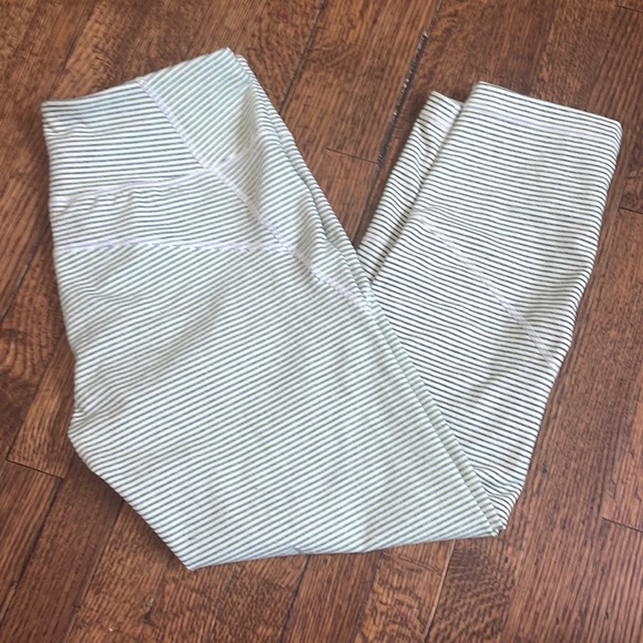 Zella Striped Green Leggings - Picture 1 of 5